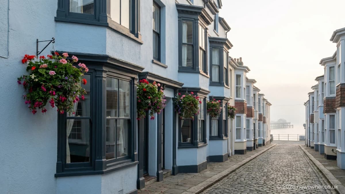 B&B for sale UK: Victorian seaside guest house with bay windows on a terraced street