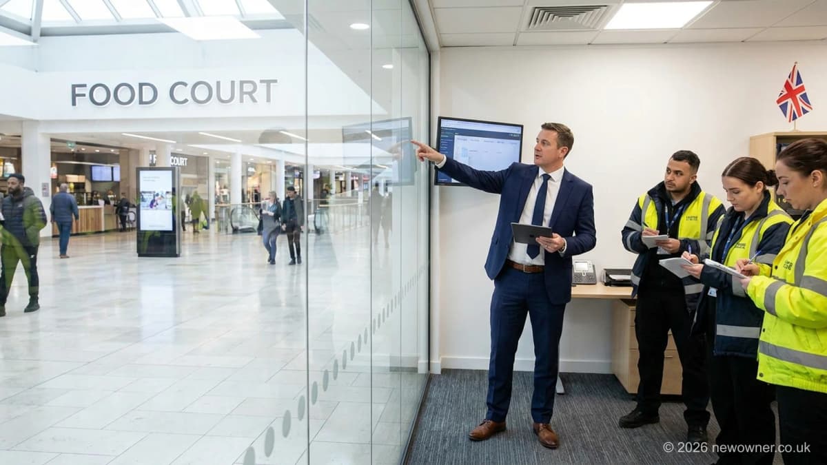 Business run under management UK: general manager leading operational team meeting