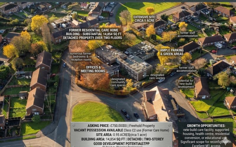 Former Care Home Around 14,854 sq ft Site Circa 1 Acre - Good Development Potential STPP